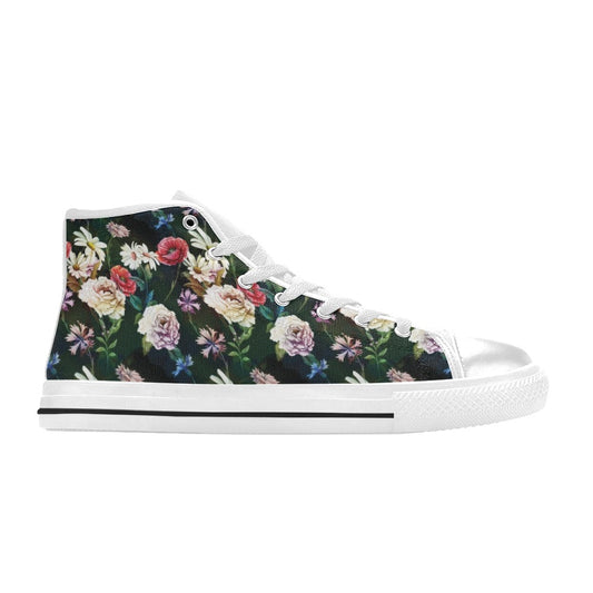 Summer Floral Print Design LKS303 High Top Women's White Shoes