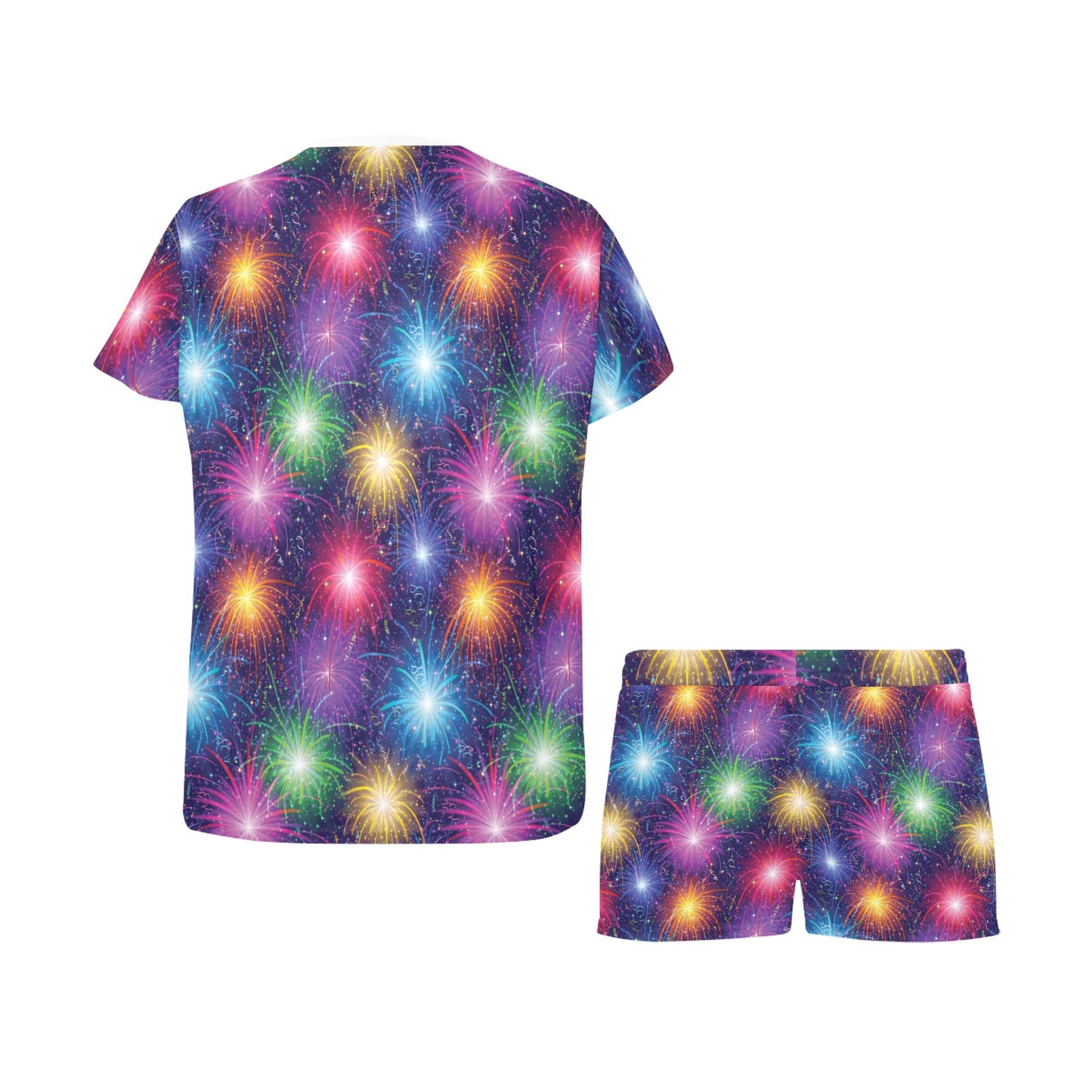 Firework Colorful Print Design LKS301 Women's Short Pajama Set