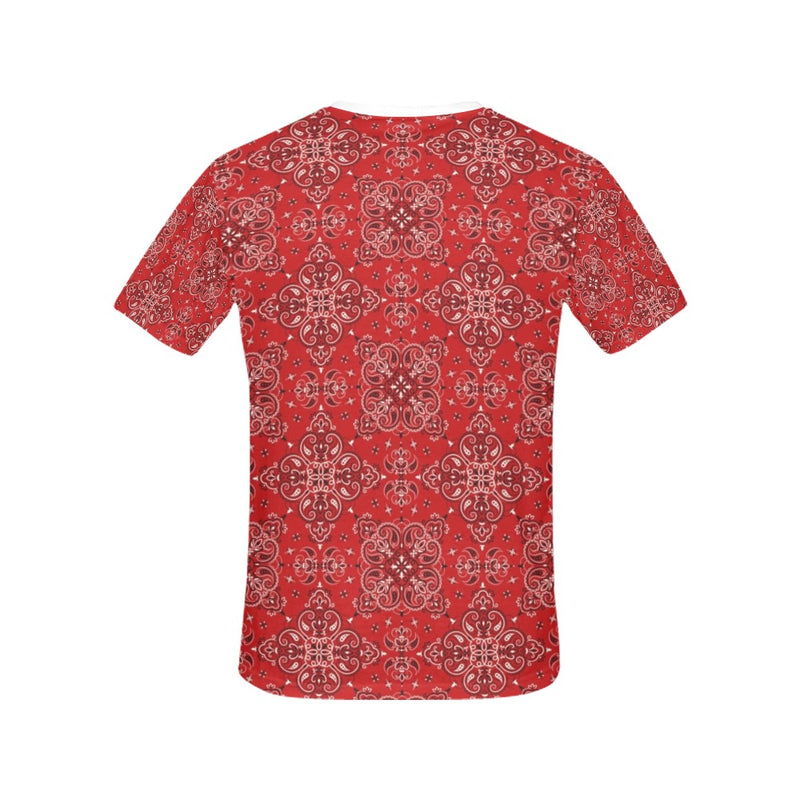 Bandana Red Pattern Print Design LKS3010 Women's  T-shirt