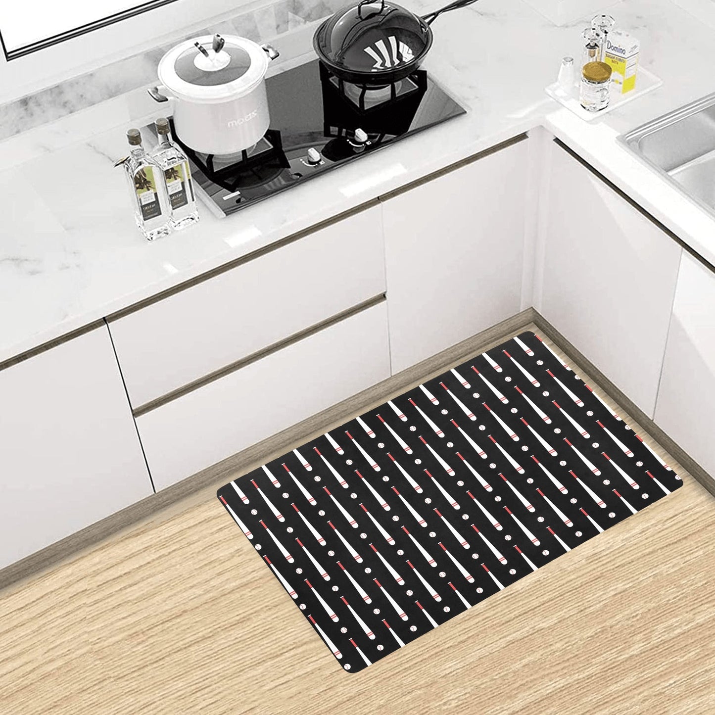 Baseball Pattern Print Design 03 Kitchen Mat