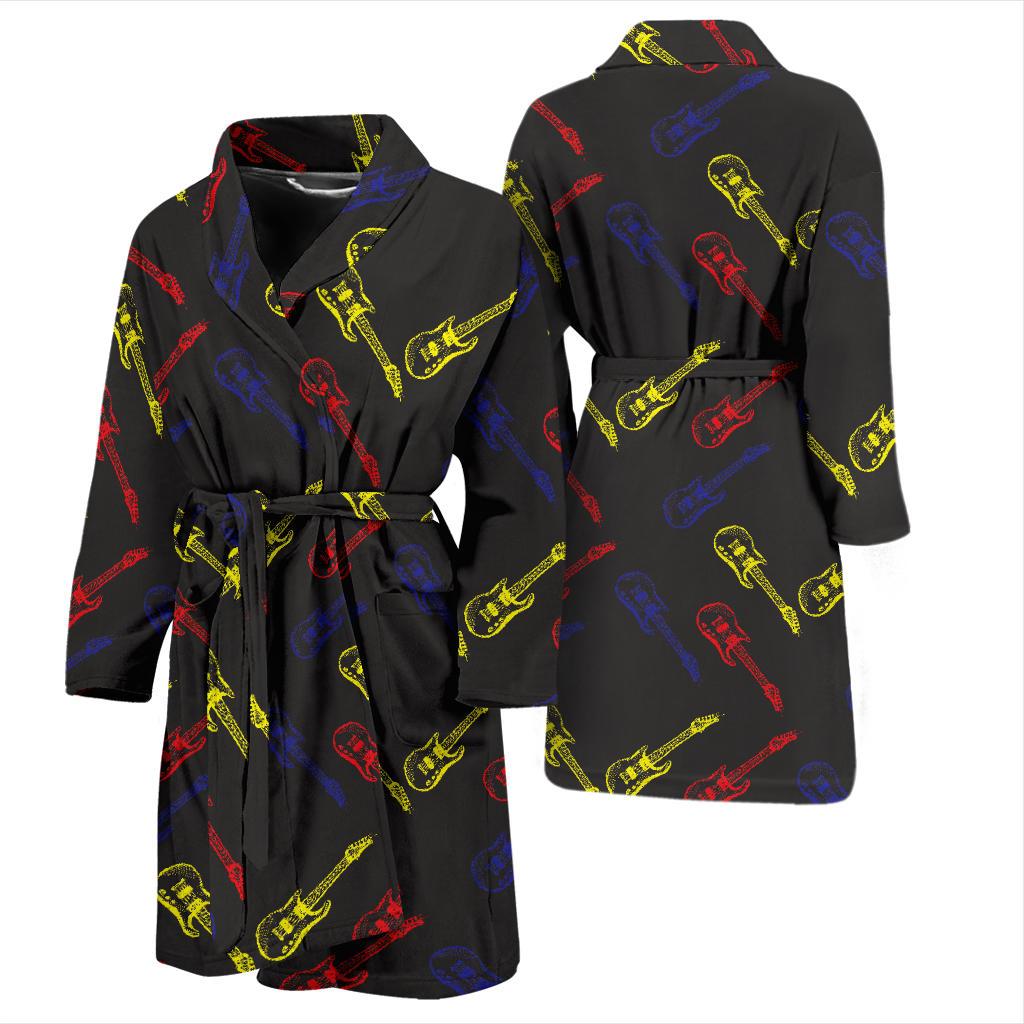 Electric Guitar Pattern Print Design 03 Men Bathrobe-JORJUNE.COM