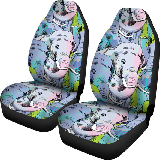 Elephant Art color Print Pattern Universal Fit Car Seat Covers