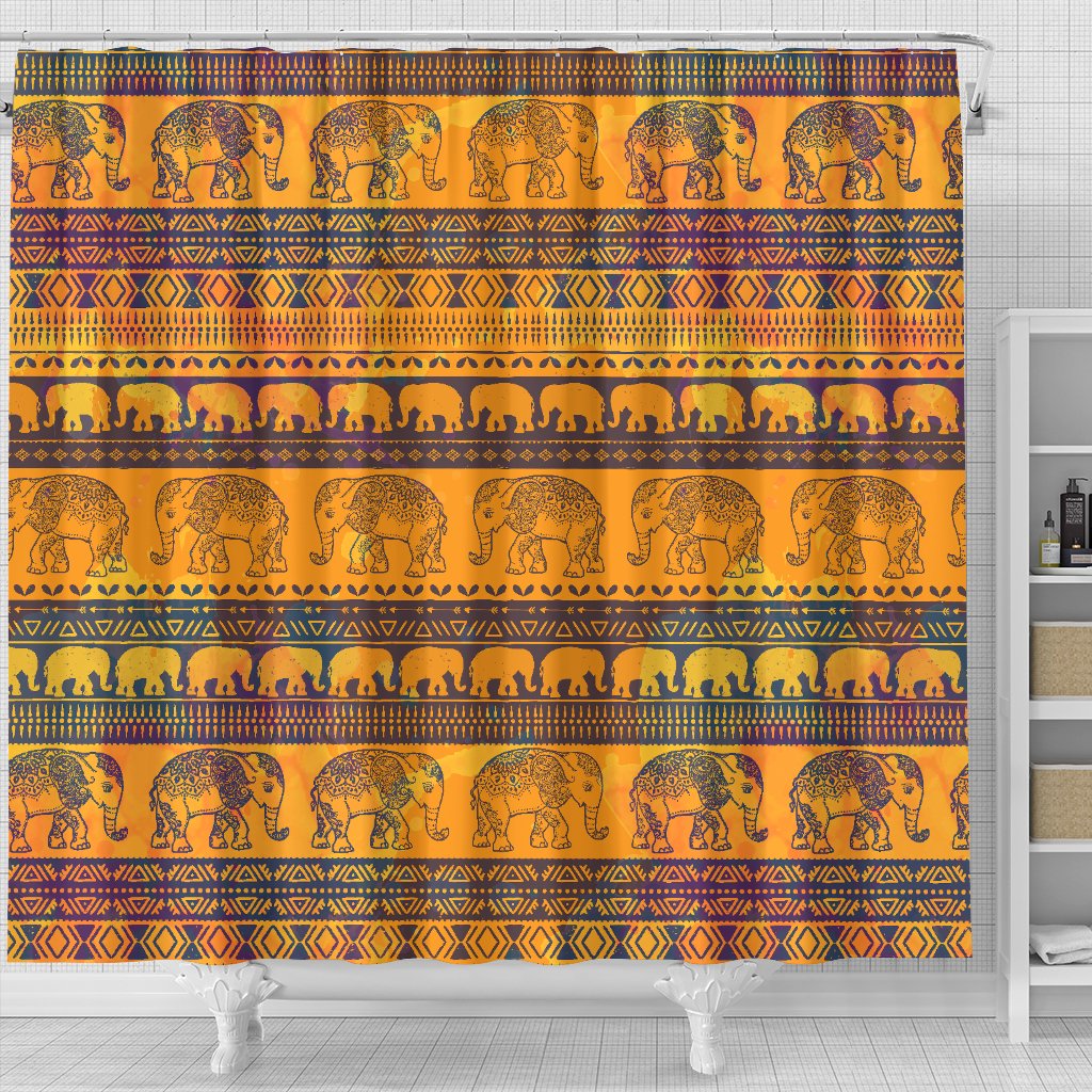Elephant Aztec Shower Curtain