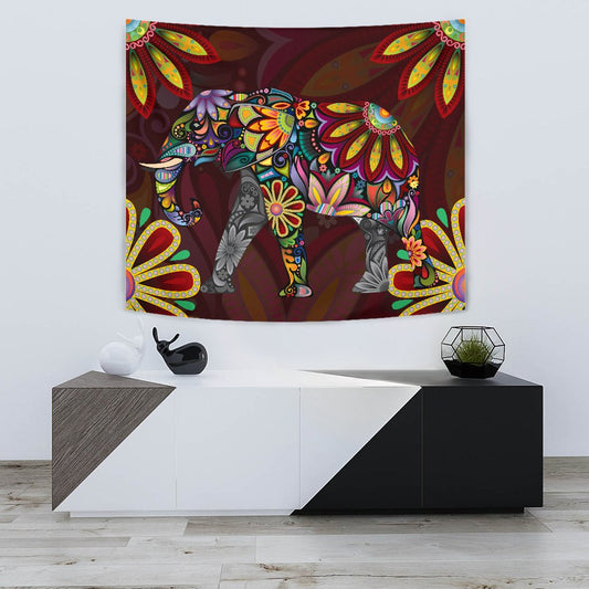 Elephant Colorful Indian Mandala Wall Tapestry