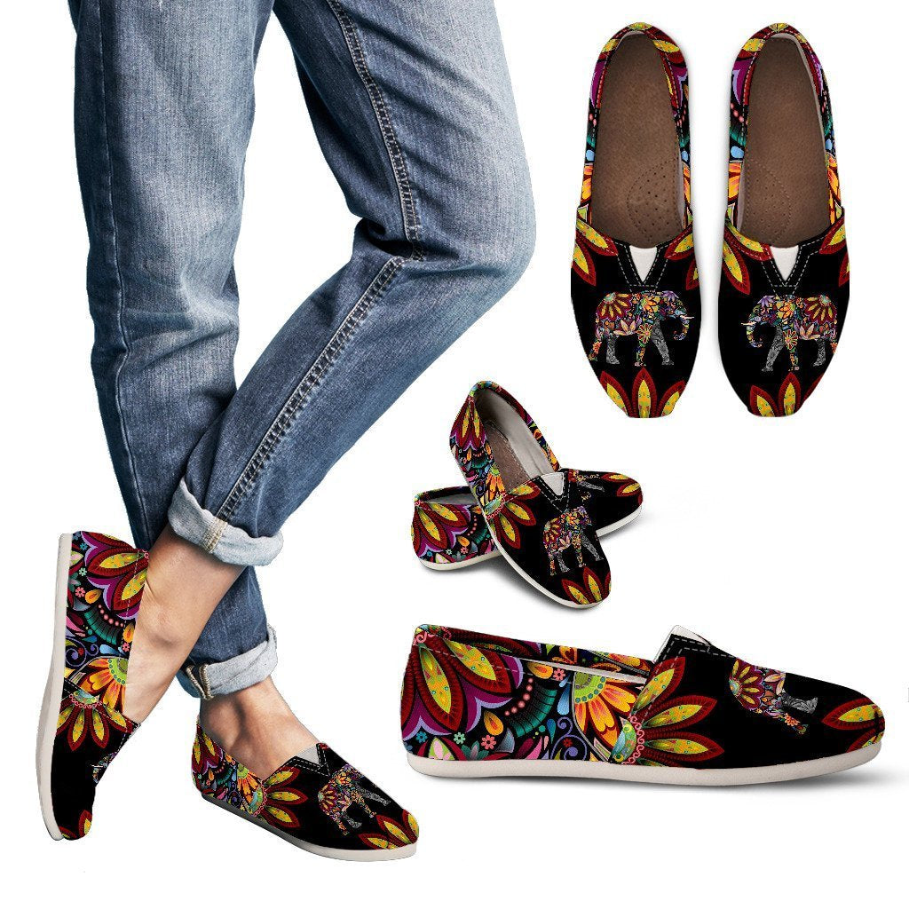 Elephant Colorful Indian Mandala Women Casual Shoes-JorJune.com