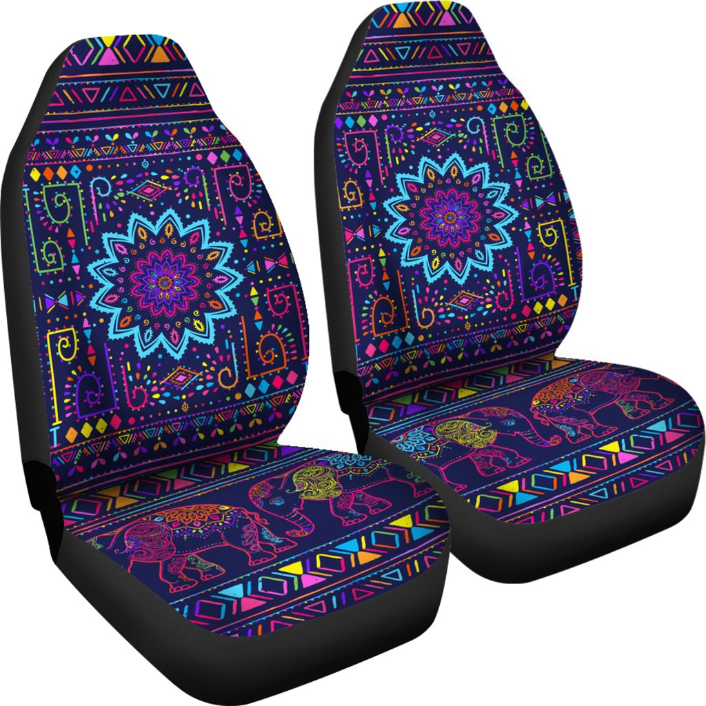 Elephant Colorful Indian Print Universal Fit Car Seat Covers
