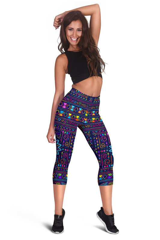 Elephant Colorful Indian Print Women Capris