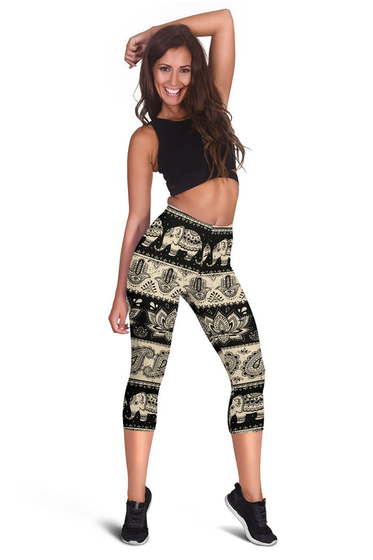 Elephant Hansa Lotus Pattern Women Capris