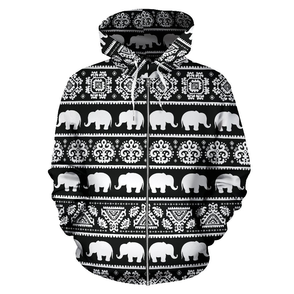 The Elephant All Over Zipped Hoodie