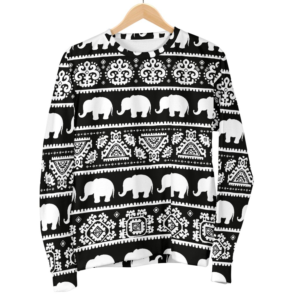 Elephant Pattern Men Crewneck Sweatshirt