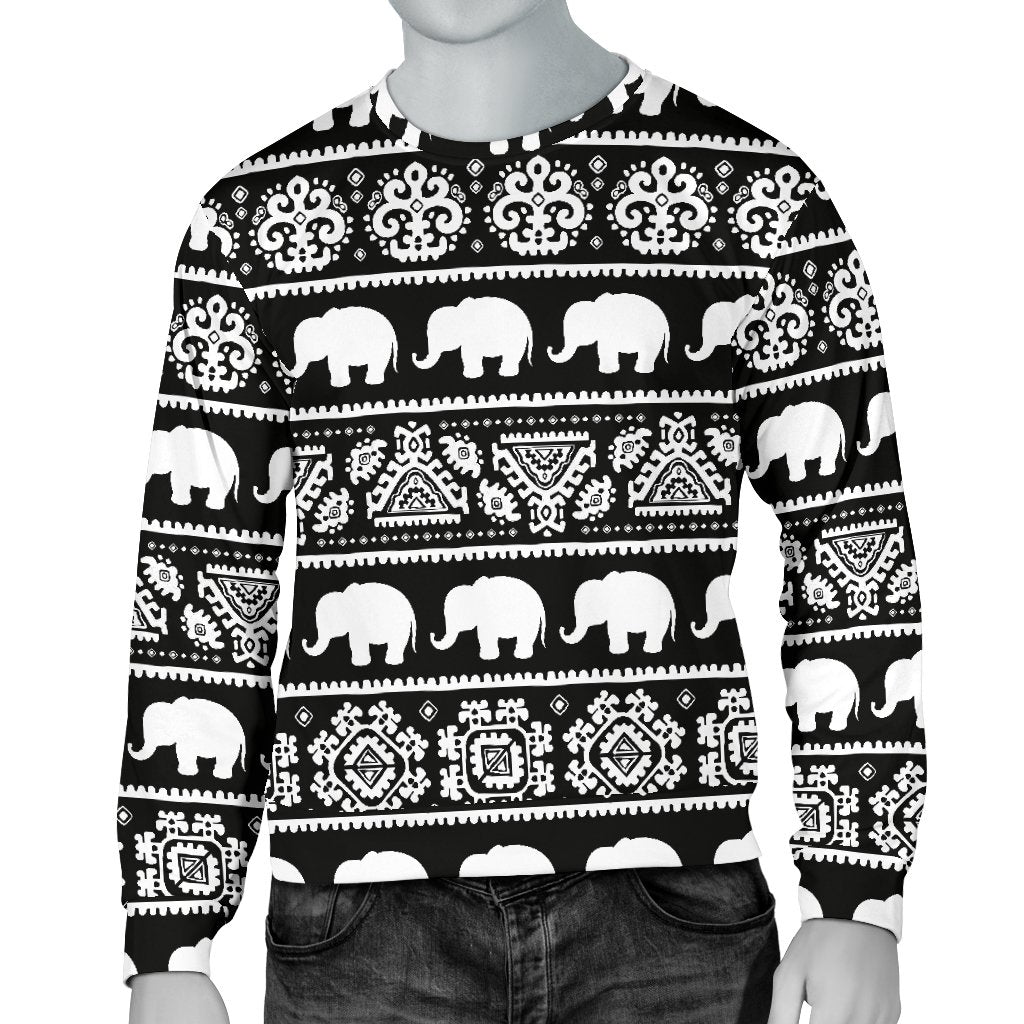Elephant Pattern Men Crewneck Sweatshirt