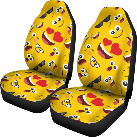 Emoji Face Print Pattern Universal Fit Car Seat Covers