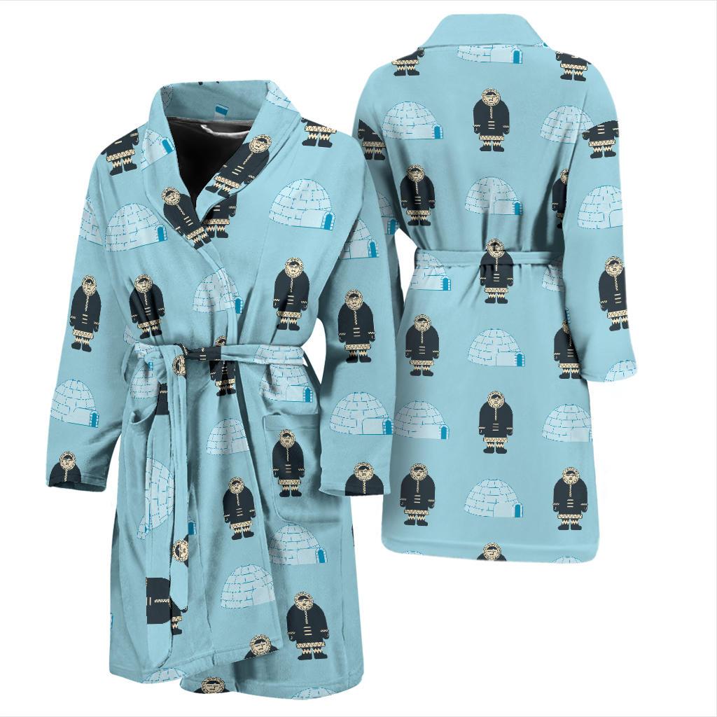 Eskimo Pattern Print Design 03 Men Bathrobe-JORJUNE.COM
