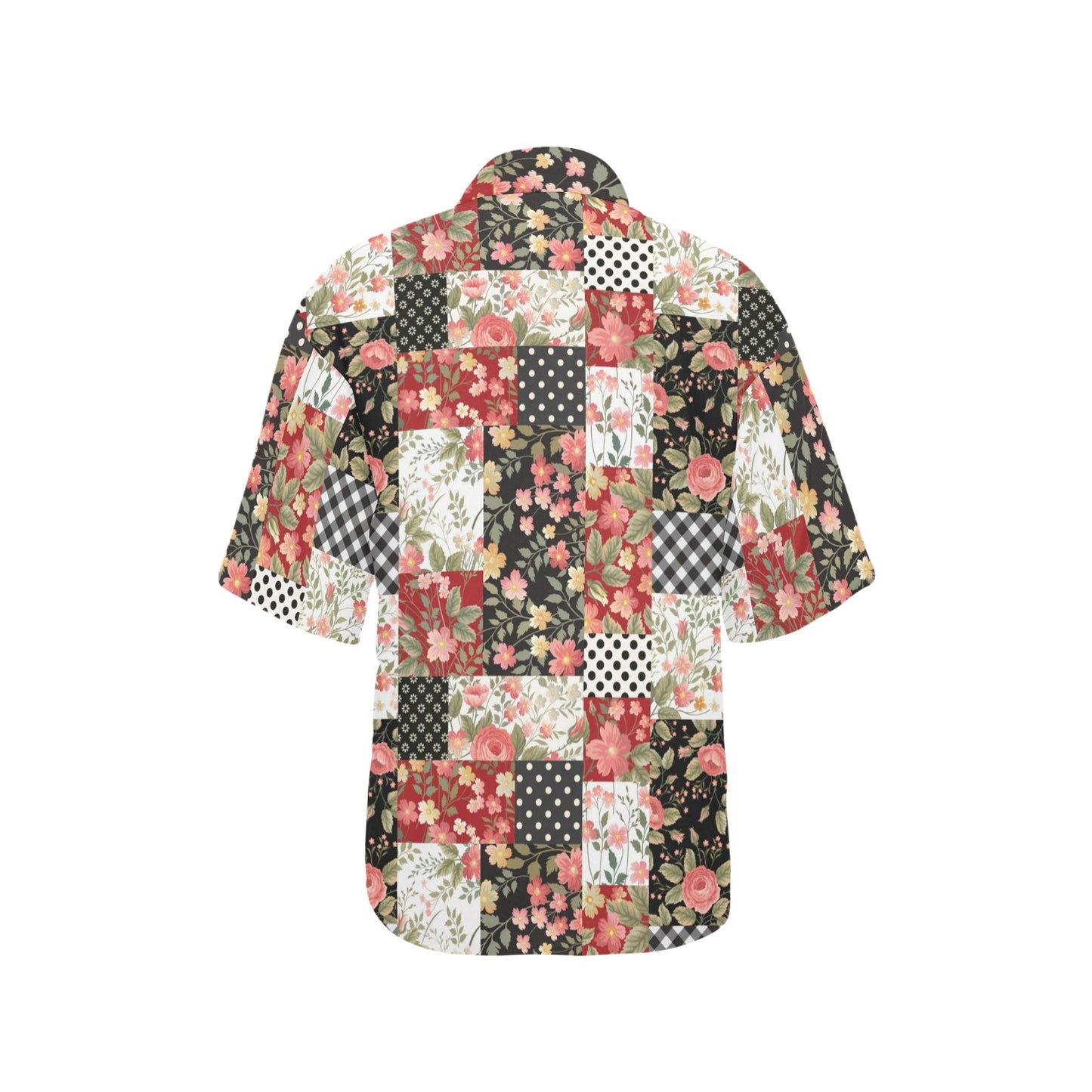 Patchwork Flower Pattern Print Design 03 Women's Hawaiian Shirt