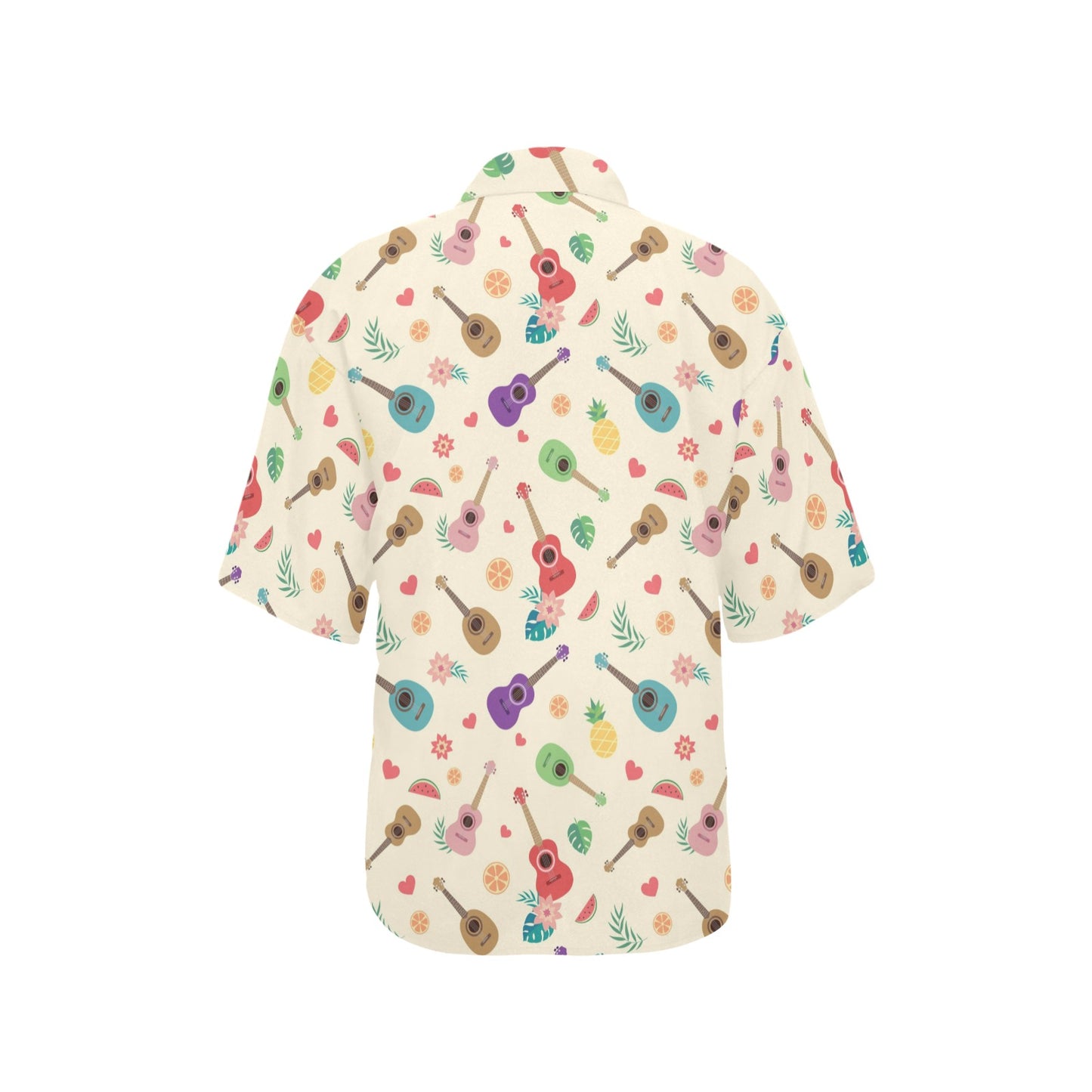 Ukulele Pattern Print Design 01 Women's Hawaiian Shirt