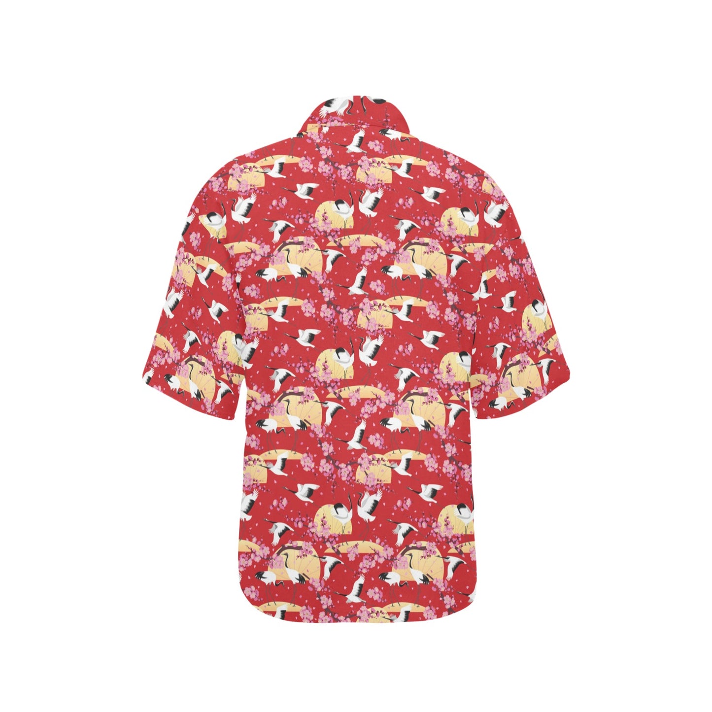 Crane Pattern Print Design 04 Women's Hawaiian Shirt