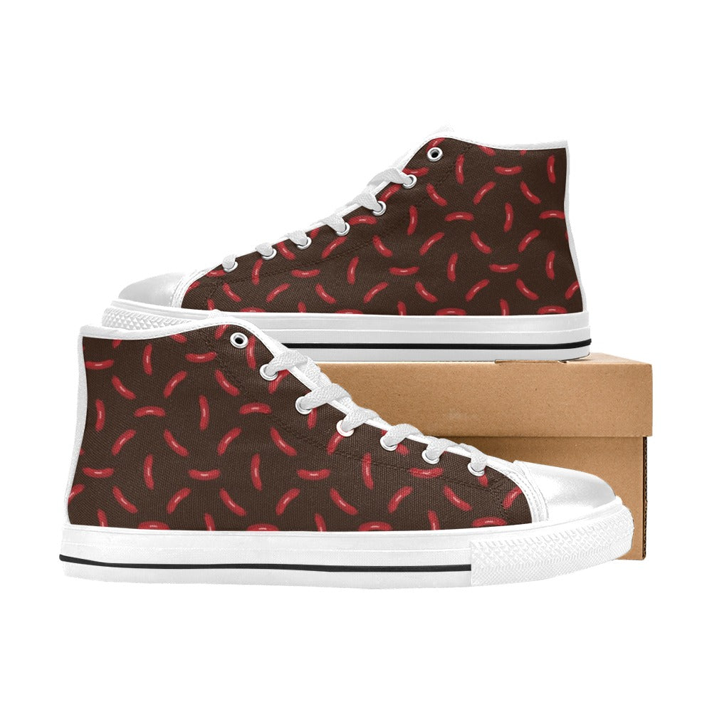 Sausage Print Design LKS302 High Top Women's White Shoes