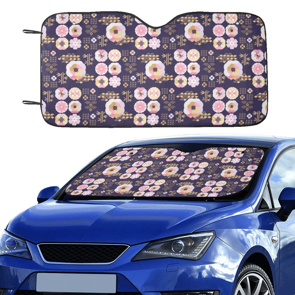 Sakura Japan Style Print Design LKS302 Car front Windshield Sun Shade