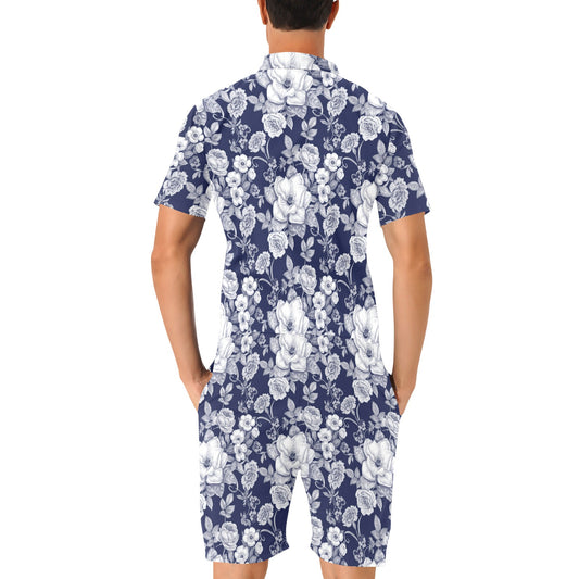 Floral Infrared Pattern Men's Romper