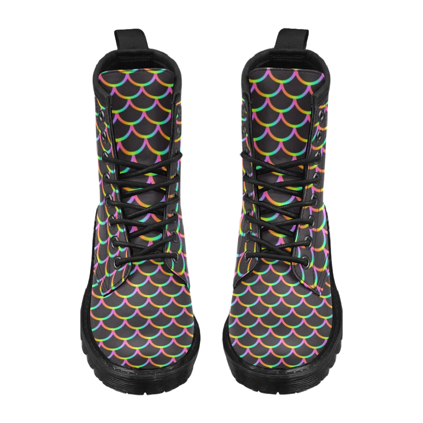 Mermaid Tail Rainbow Design Print Women's Boots