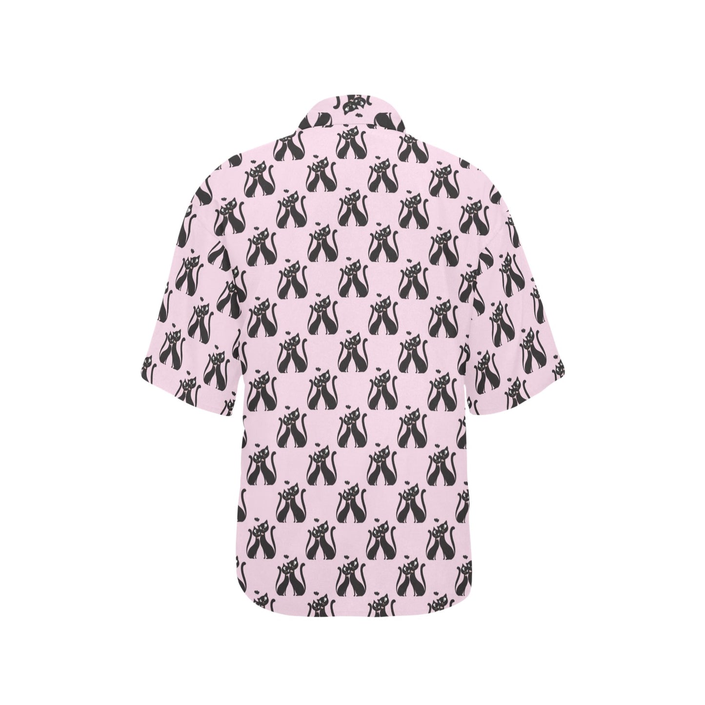 Black Cat Pattern Print Design 01 Women's Hawaiian Shirt