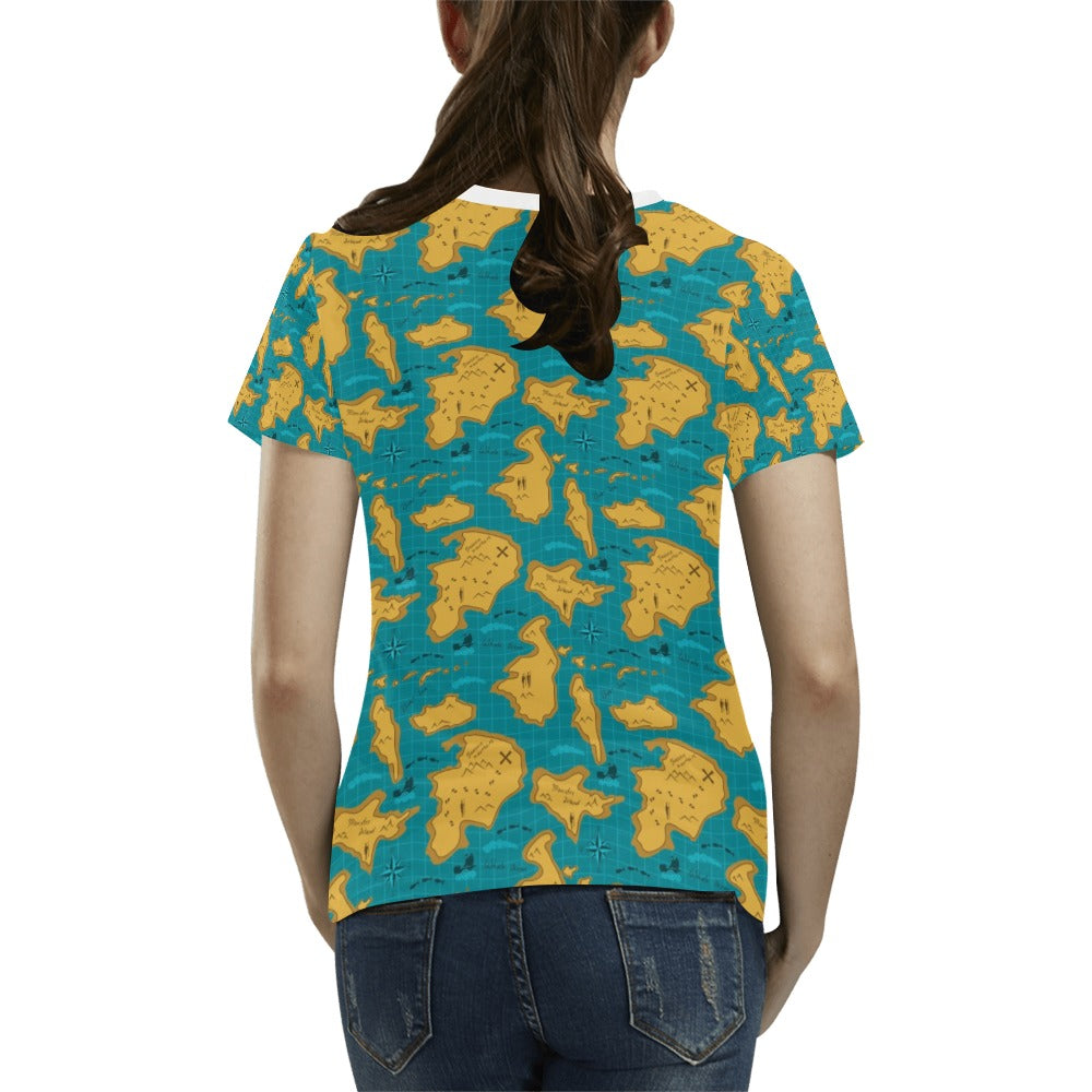 World Map Print Design LKS301 Women's T-shirt