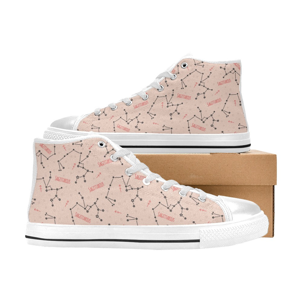 Sagittarius Star Print Design LKS302 High Top Women's White Shoes