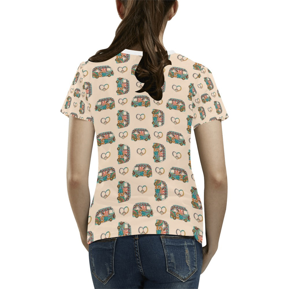 Hippie Van Peace Print Design LKS303 Women's T-shirt