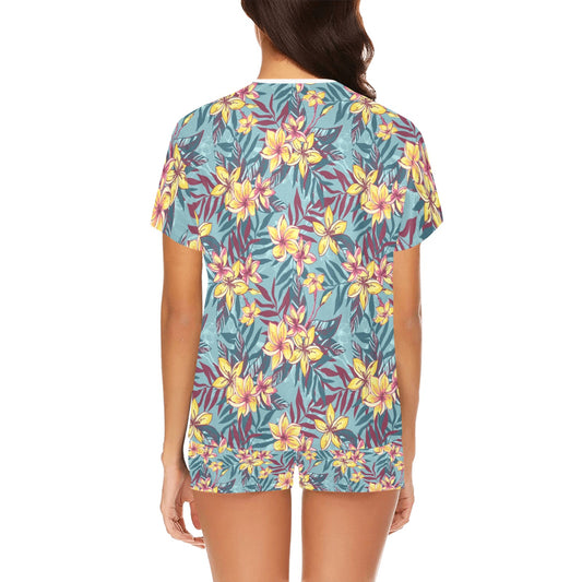 Summer Floral Print Design LKS304 Women's Short Pajama Set