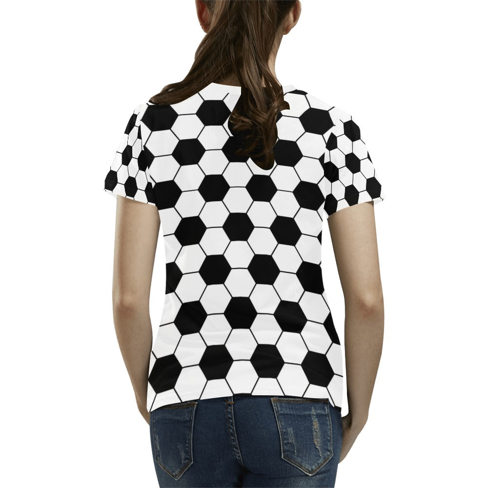Soccer Ball Texture Print Design LKS303 Women's T-shirt