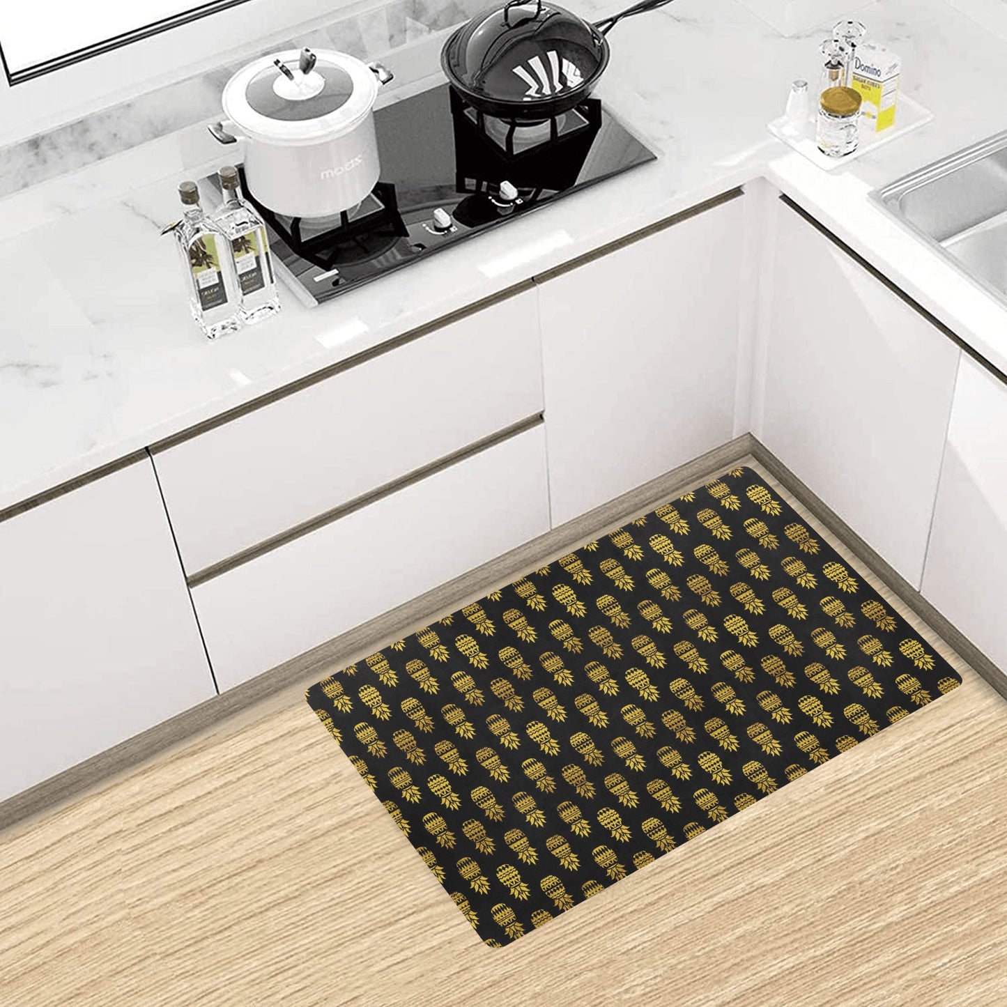Pineapple Gold Tribal Style Print Kitchen Mat