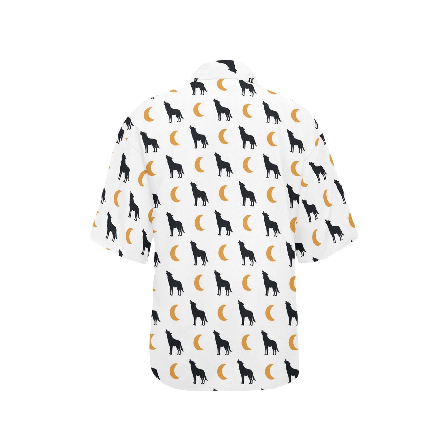 Wolf Moon Print Design LKS302 Women's Hawaiian Shirt