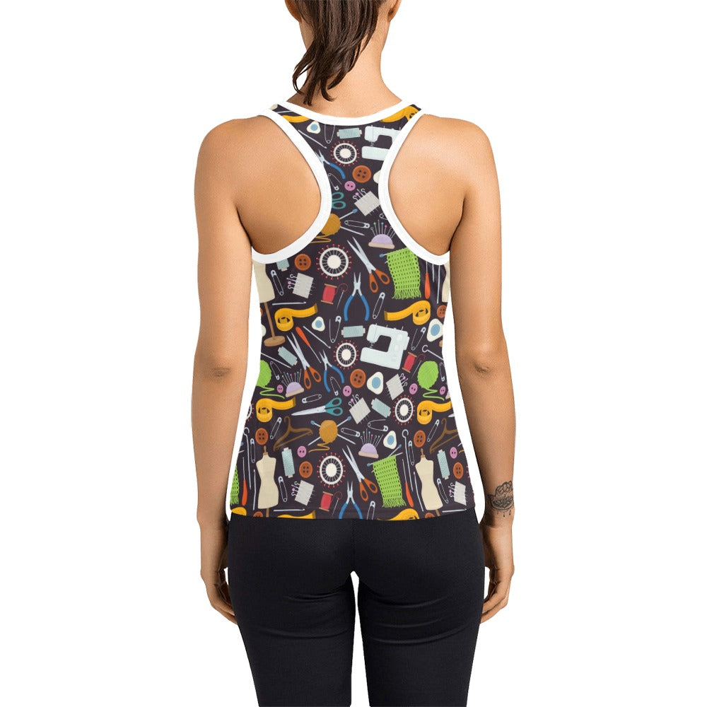 Sewing Equipment Print Design LKS308 Women's Racerback Tank Top