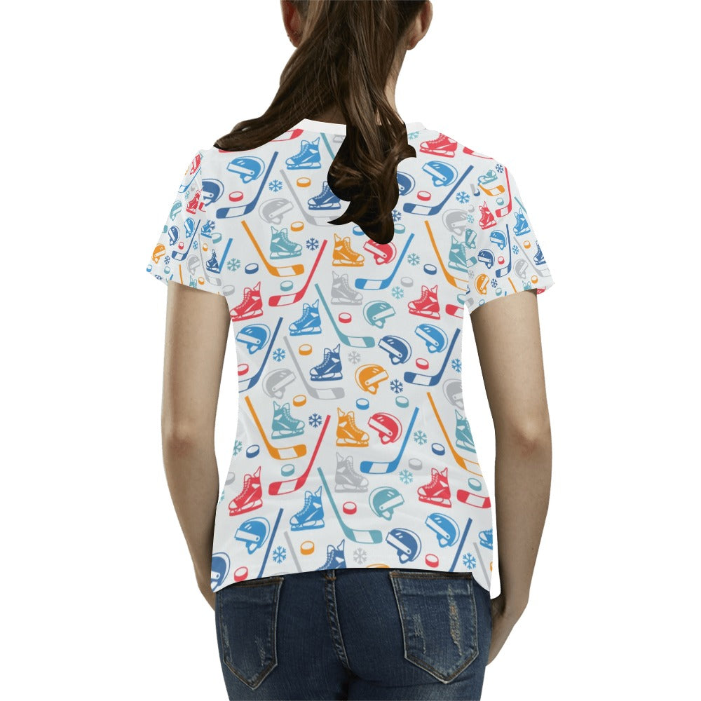 Hockey Equipment Print Design LKS301 Women's T-shirt