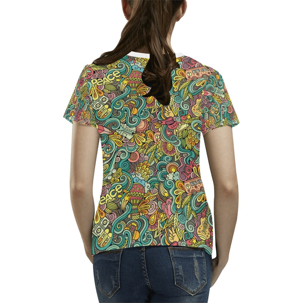 Hippie Print Design LKS302 Women's T-shirt