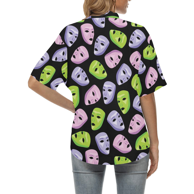 Acting Mask Pattern Print Design 04 Women's Hawaiian Shirt
