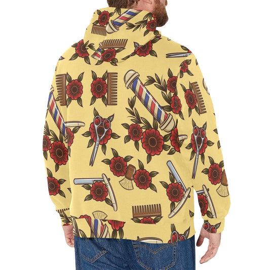 Barber Tattoo Style Design Print Pattern JJ005 Men's Pullover Hoodie