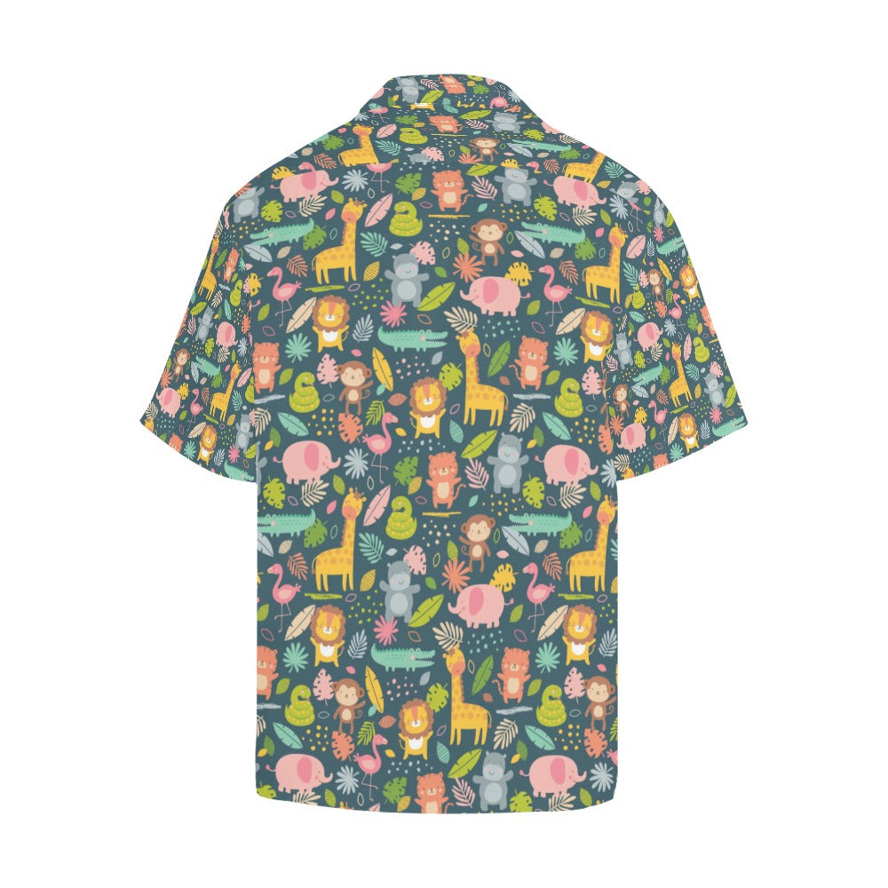 Safari Animal Cartoon Print Design LKS305 Men's Hawaiian Shirt