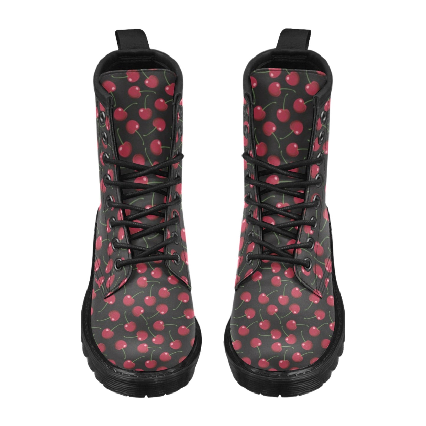 Cherry Black Background Women's Boots