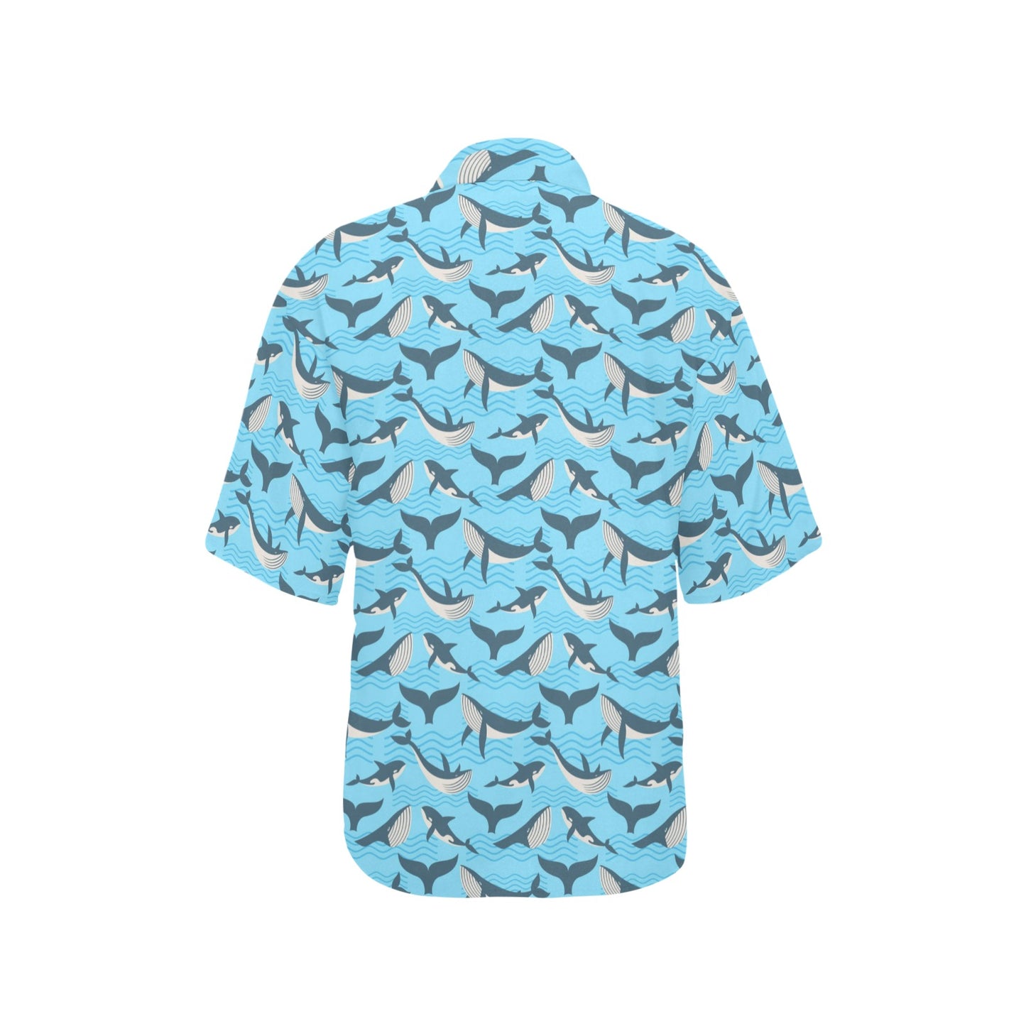 Whale Pattern Design Themed Print Women's Hawaiian Shirt