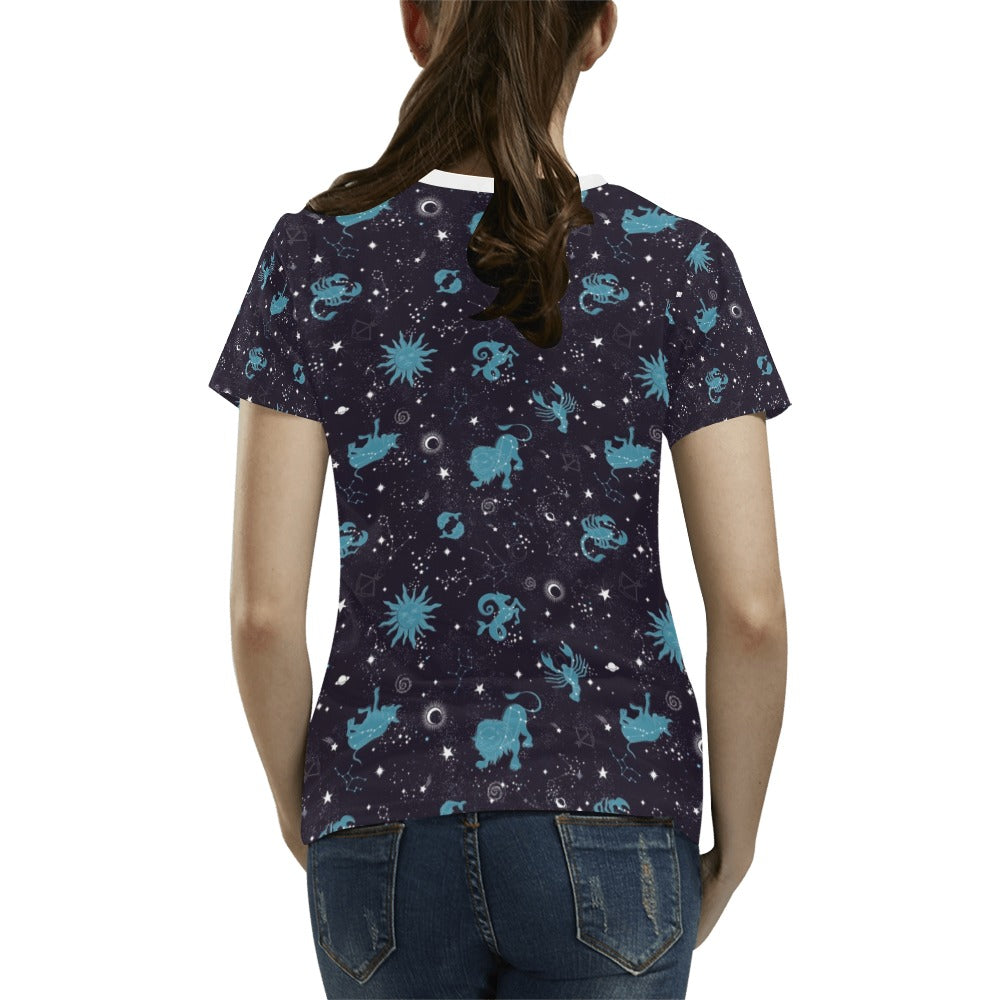 Zodiac Print Design LKS303 Women's T-shirt