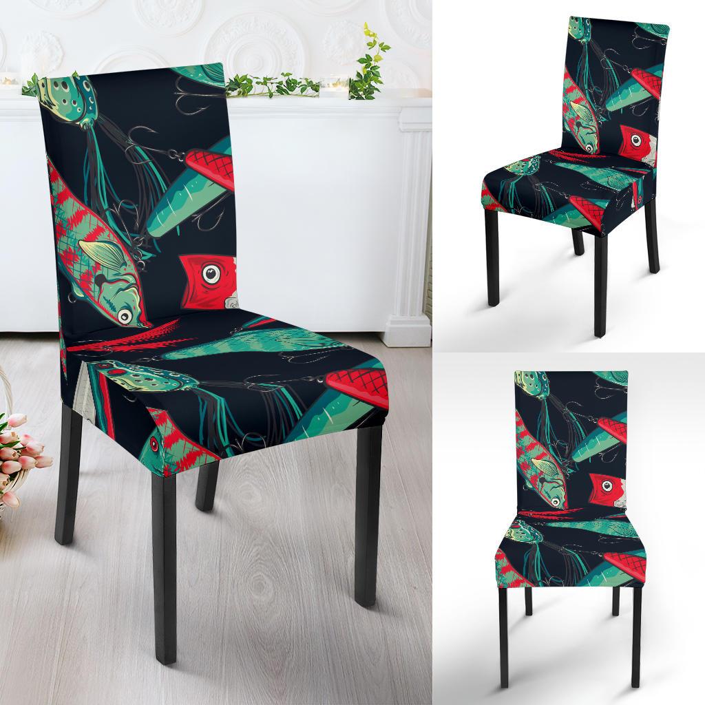Fishing Bait Pattern Dining Chair Slipcover-JORJUNE.COM