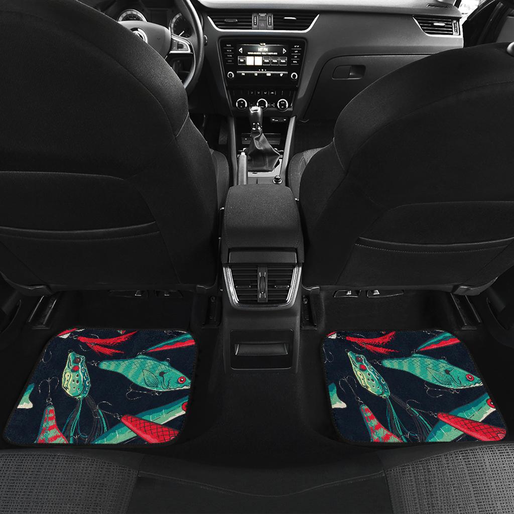 Fishing Bait Pattern Front and Back Car Floor Mats