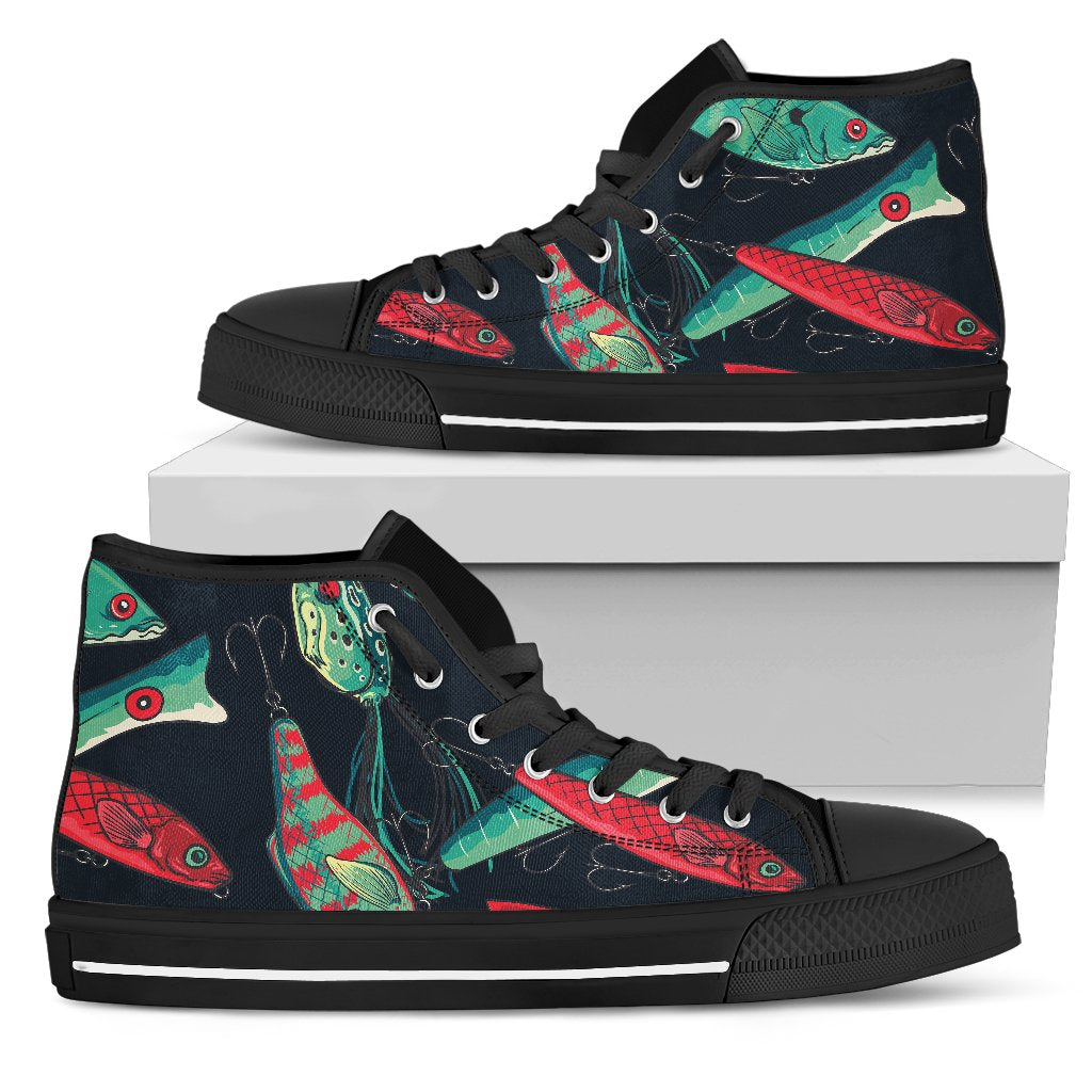Fishing Bait Pattern Men High Top Shoes
