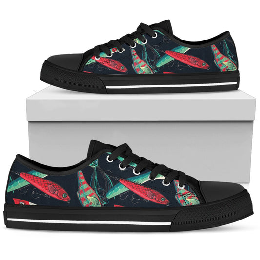 Fishing Bait Pattern Women Low Top Shoes