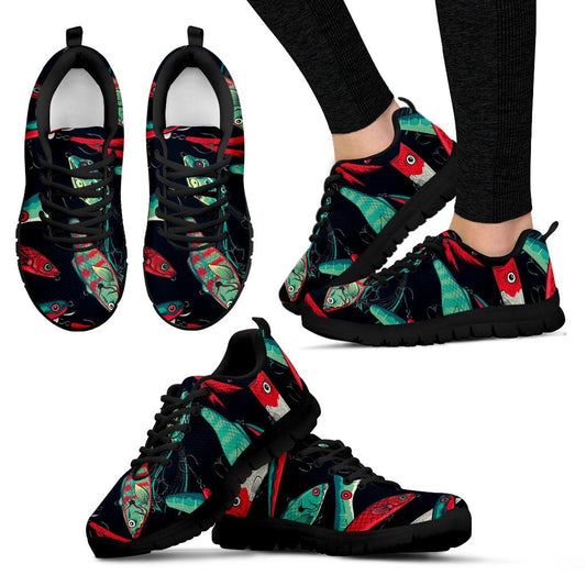 Fishing Bait Pattern Women Sneakers