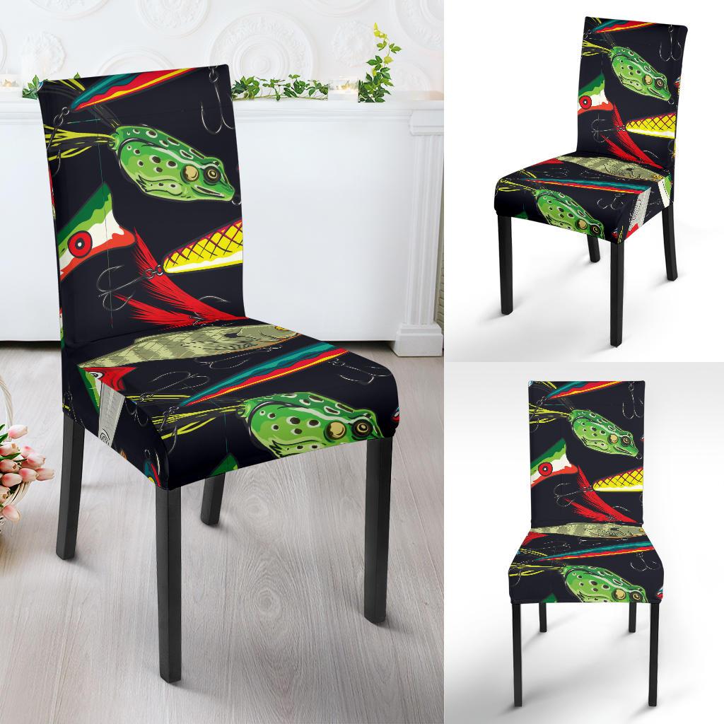 Fishing Bait Print Dining Chair Slipcover-JORJUNE.COM