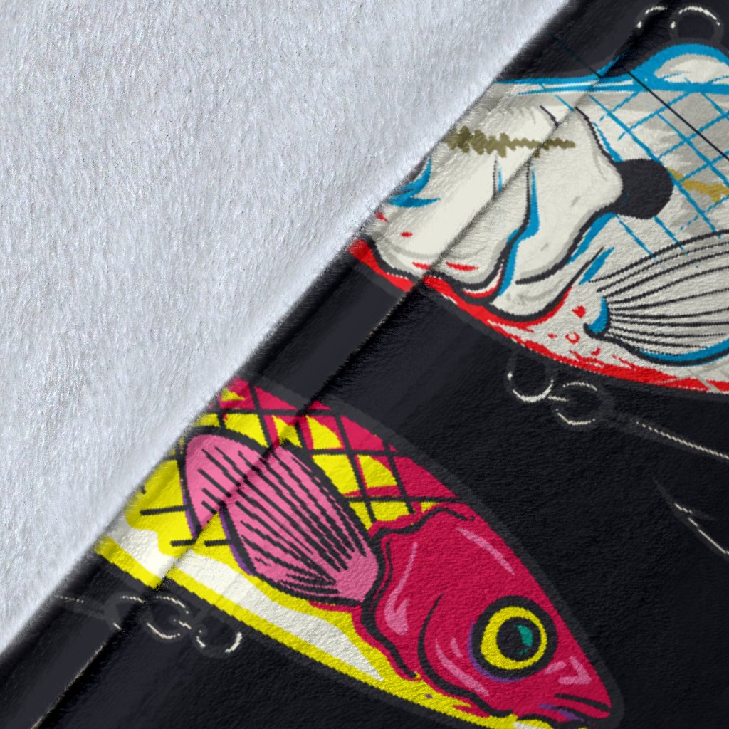Fishing Bait Print Fleece Blanket
