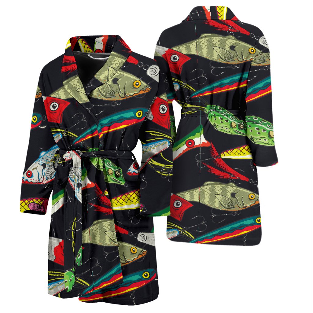Fishing Bait Print Men Bath Robe