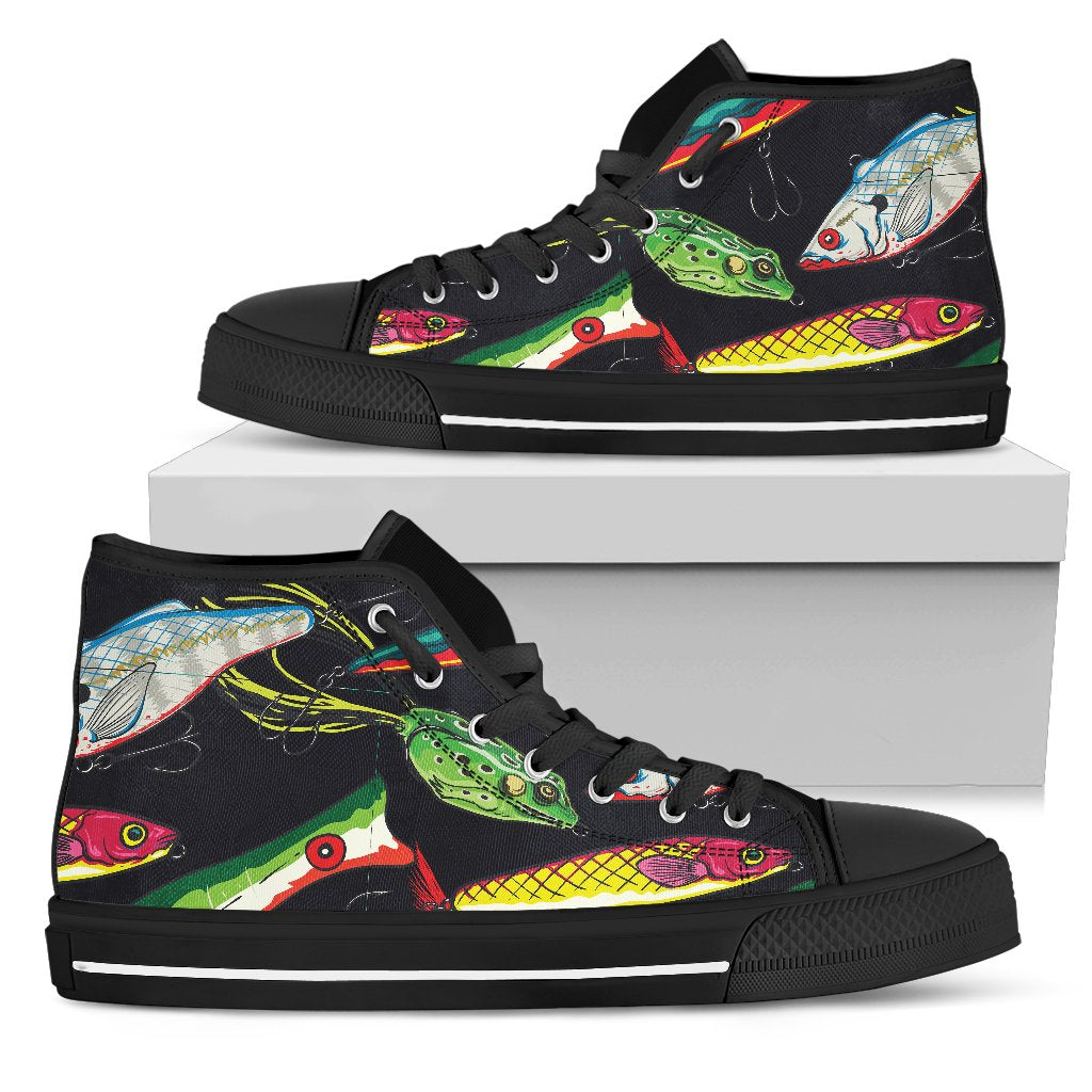 Fishing Bait Print Men High Top Shoes